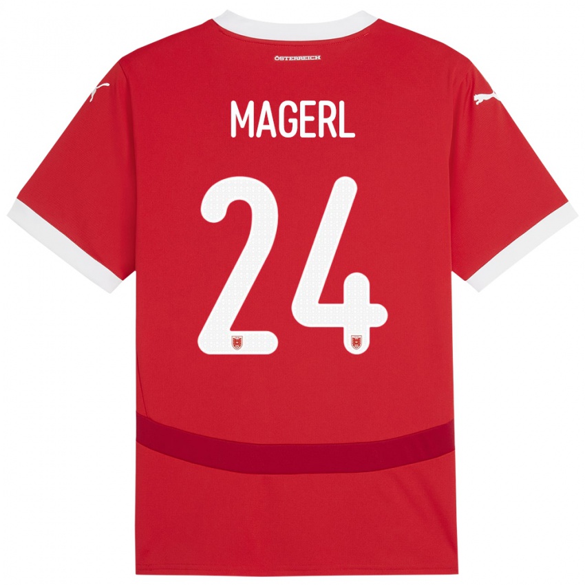 Hombre Camiseta Austria Julia Magerl #24 Rojo 1ª Equipación 24-26 La Camisa Perú