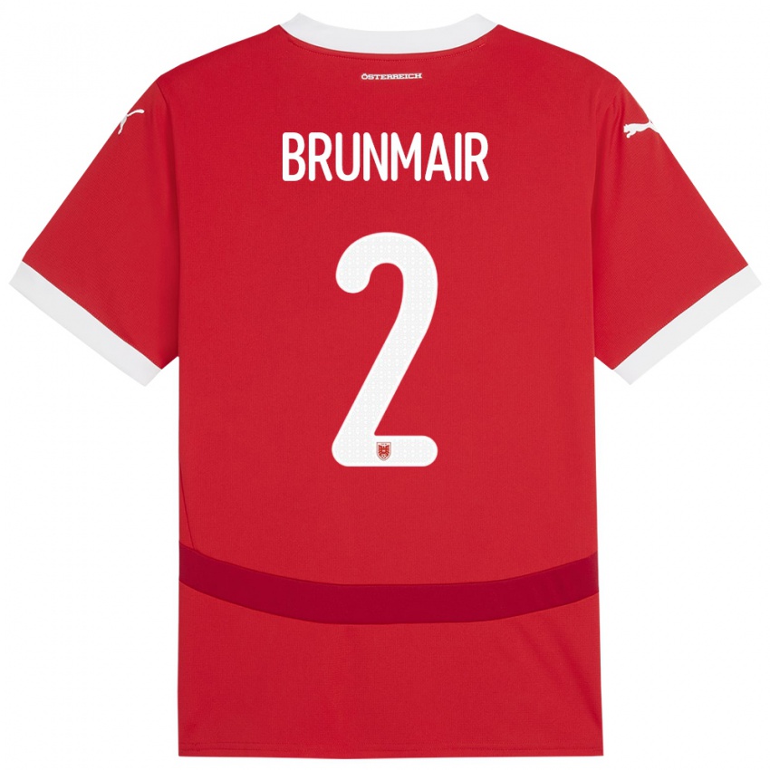 Hombre Camiseta Austria Livia Brunmair #2 Rojo 1ª Equipación 24-26 La Camisa Perú