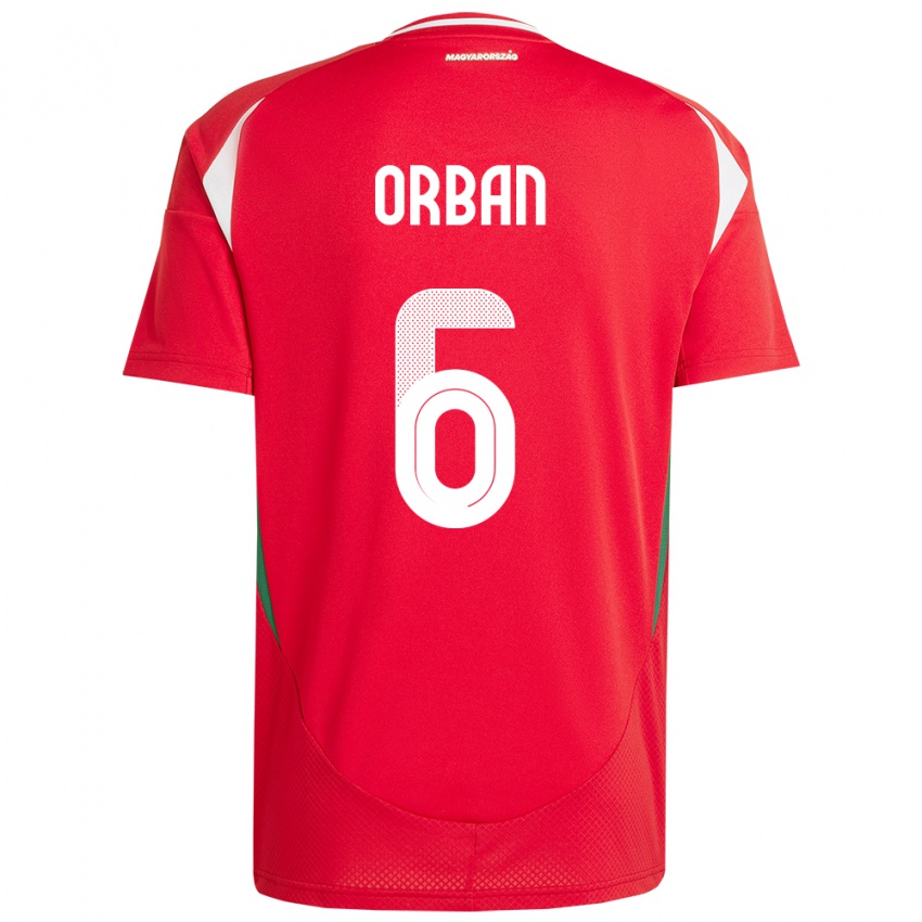 Hombre Camiseta Hungría Willi Orbán #6 Rojo 1ª Equipación 24-26 La Camisa Perú