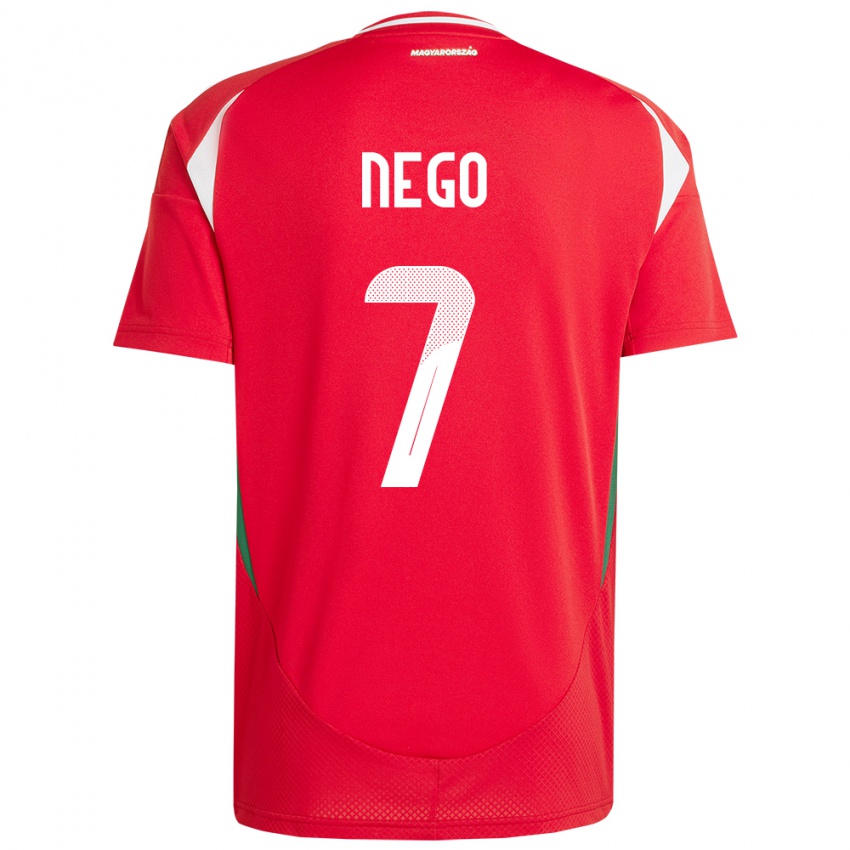 Hombre Camiseta Hungría Loïc Nego #7 Rojo 1ª Equipación 24-26 La Camisa Perú