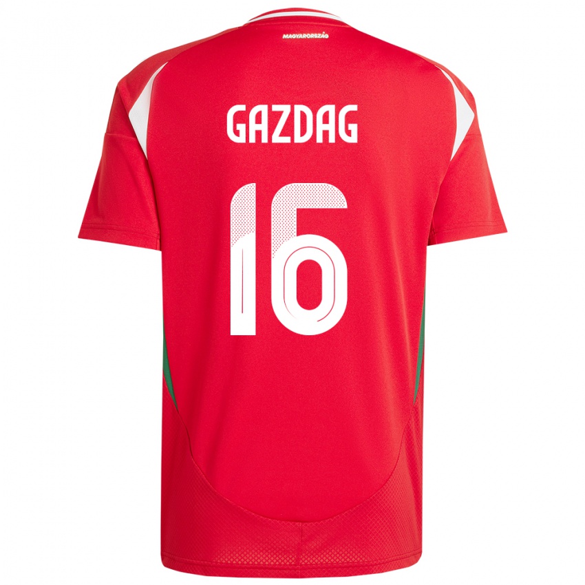 Hombre Camiseta Hungría Dániel Gazdag #16 Rojo 1ª Equipación 24-26 La Camisa Perú