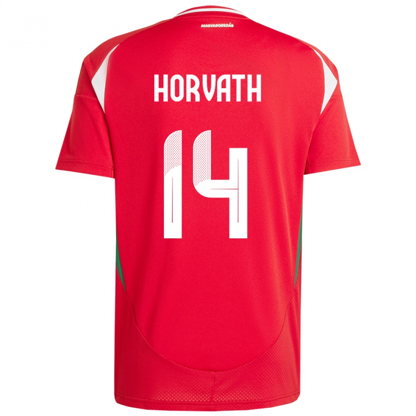 Hombre Camiseta Hungría Artúr Horváth #14 Rojo 1ª Equipación 24-26 La Camisa Perú