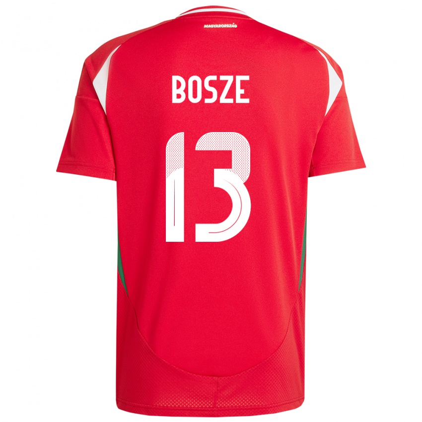 Hombre Camiseta Hungría Levente Bősze #13 Rojo 1ª Equipación 24-26 La Camisa Perú