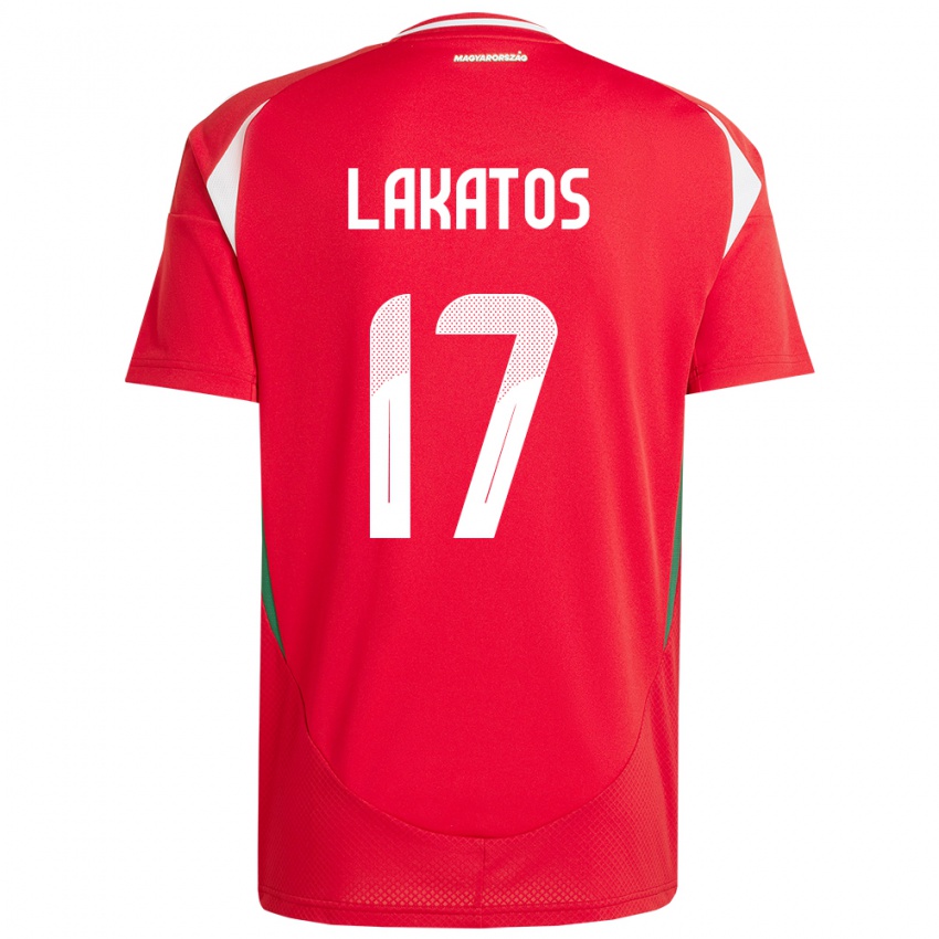 Hombre Camiseta Hungría Noel Lakatos #17 Rojo 1ª Equipación 24-26 La Camisa Perú