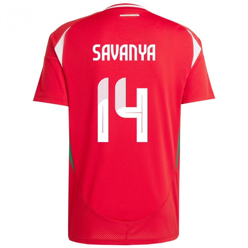 Hombre Camiseta Hungría Csilla Savanya #14 Rojo 1ª Equipación 24-26 La Camisa Perú