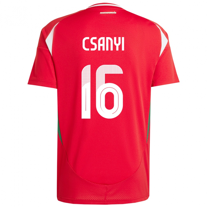 Hombre Camiseta Hungría Diána Csányi #16 Rojo 1ª Equipación 24-26 La Camisa Perú