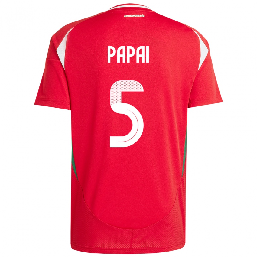 Hombre Camiseta Hungría Emőke Pápai #5 Rojo 1ª Equipación 24-26 La Camisa Perú