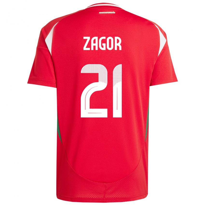 Hombre Camiseta Hungría Bernadett Zágor #21 Rojo 1ª Equipación 24-26 La Camisa Perú