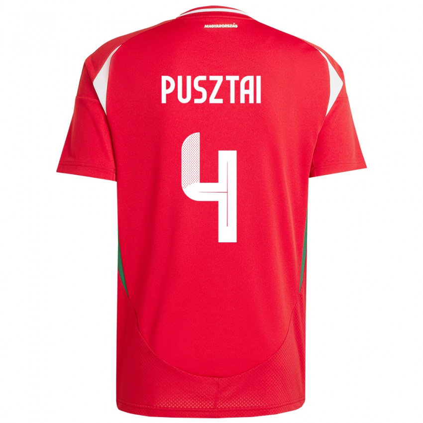 Hombre Camiseta Hungría Sára Pusztai #4 Rojo 1ª Equipación 24-26 La Camisa Perú