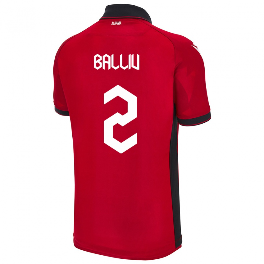 Hombre Camiseta Albania Iván Balliu #2 Rojo 1ª Equipación 24-26 La Camisa Perú