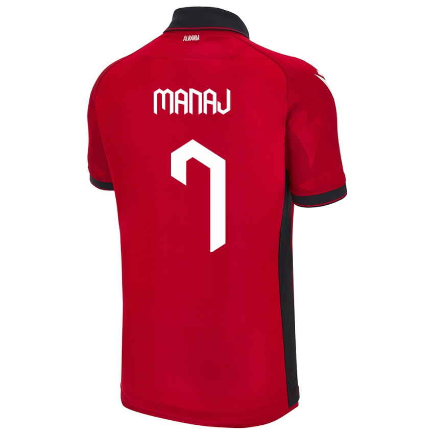 Hombre Camiseta Albania Rey Manaj #7 Rojo 1ª Equipación 24-26 La Camisa Perú