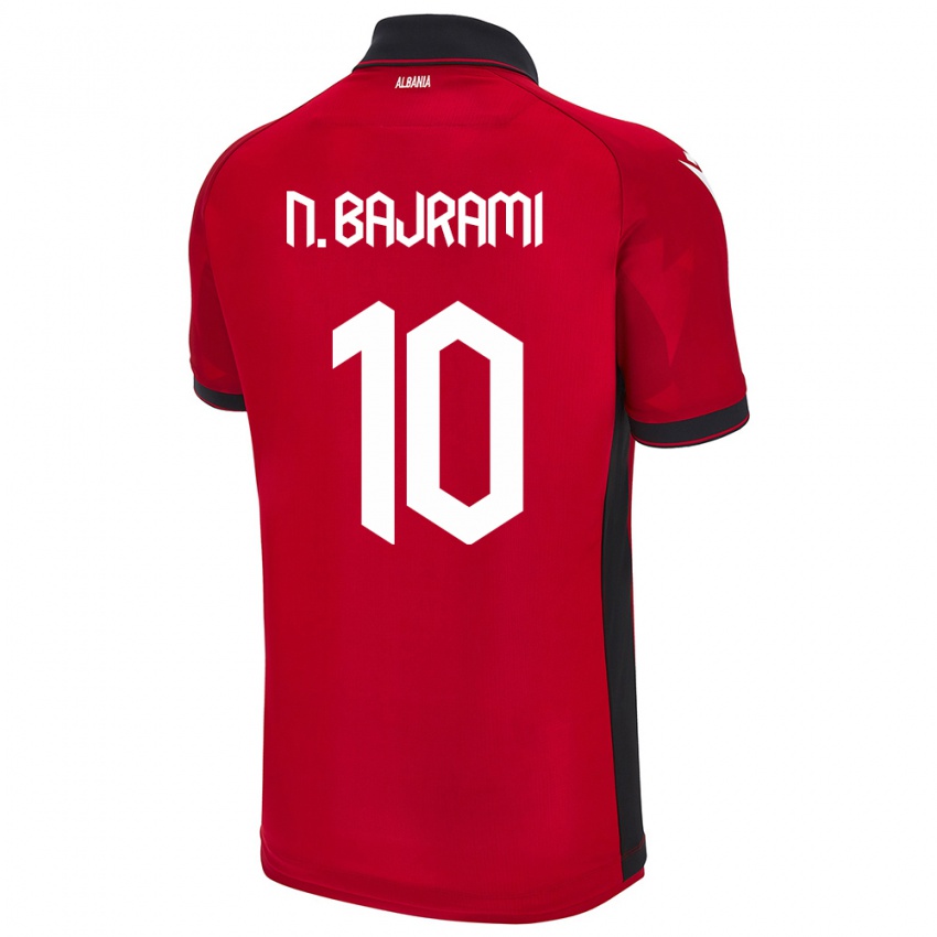 Hombre Camiseta Albania Nedim Bajrami #10 Rojo 1ª Equipación 24-26 La Camisa Perú