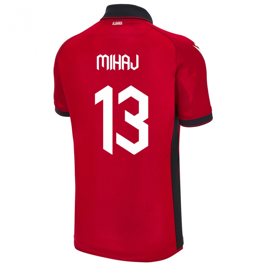 Hombre Camiseta Albania Enea Mihaj #13 Rojo 1ª Equipación 24-26 La Camisa Perú