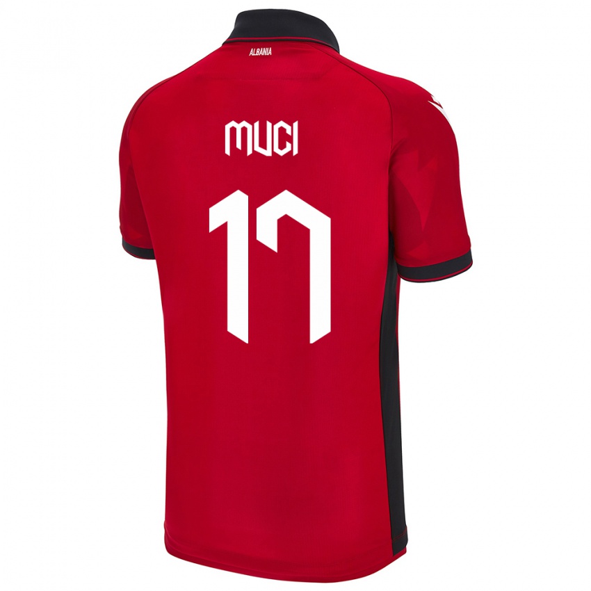 Hombre Camiseta Albania Ernest Muci #17 Rojo 1ª Equipación 24-26 La Camisa Perú