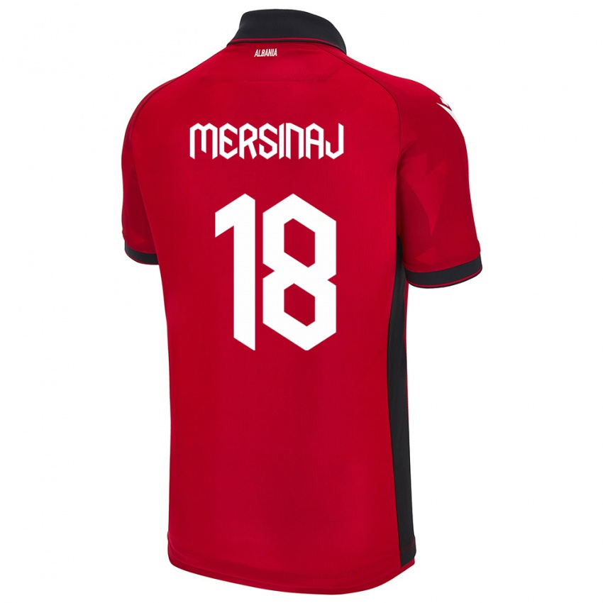 Hombre Camiseta Albania Jon Mersinaj #18 Rojo 1ª Equipación 24-26 La Camisa Perú