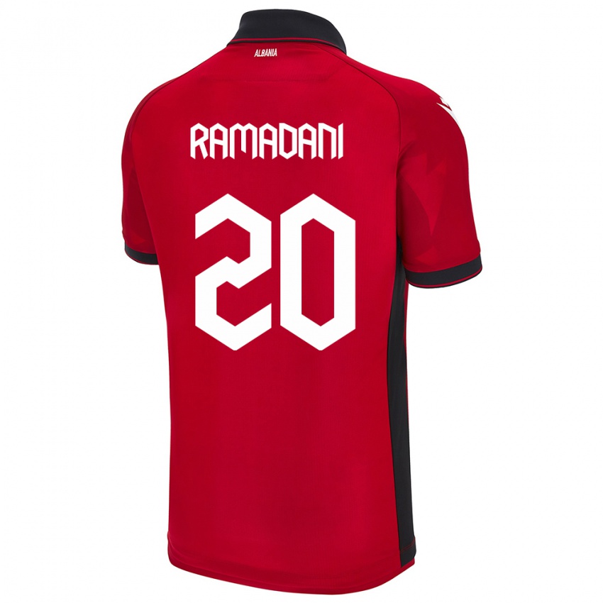 Hombre Camiseta Albania Ylber Ramadani #20 Rojo 1ª Equipación 24-26 La Camisa Perú