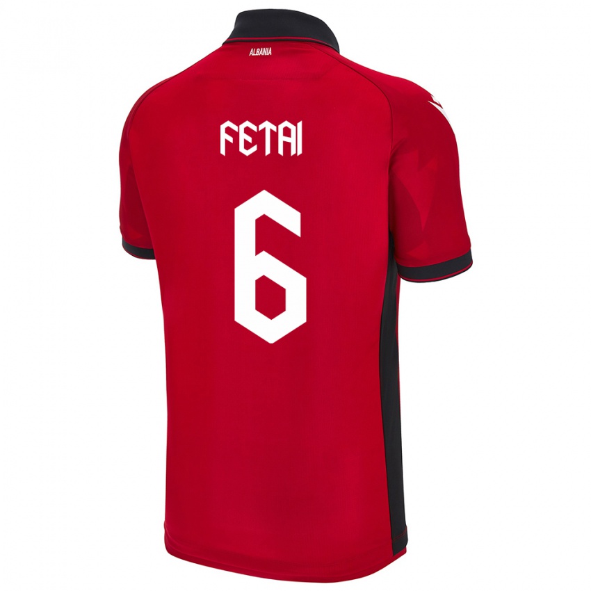 Hombre Camiseta Albania Feta Fetai #6 Rojo 1ª Equipación 24-26 La Camisa Perú