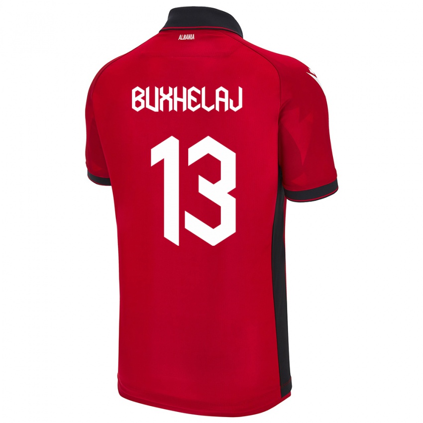 Hombre Camiseta Albania Paulo Buxhelaj #13 Rojo 1ª Equipación 24-26 La Camisa Perú