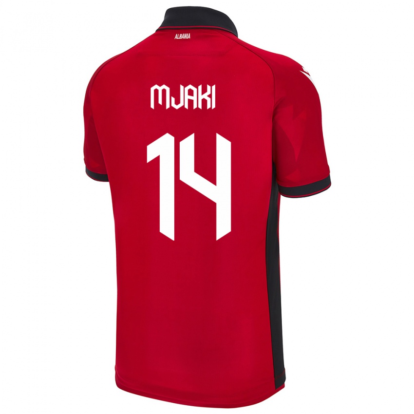 Hombre Camiseta Albania Agan Mjaki #14 Rojo 1ª Equipación 24-26 La Camisa Perú