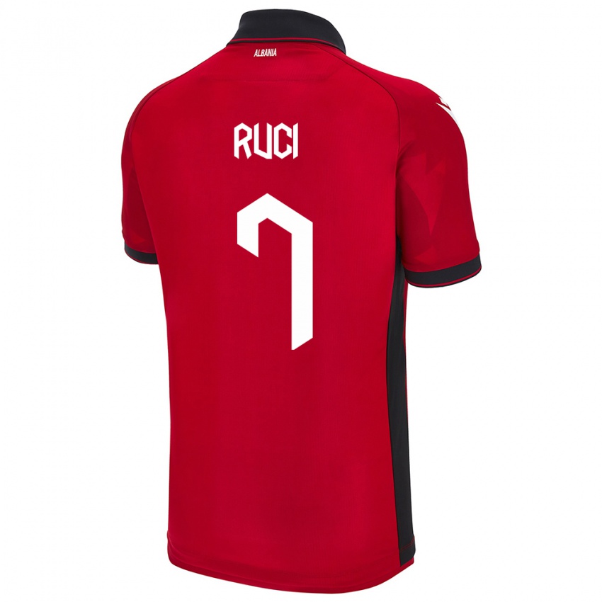 Hombre Camiseta Albania Flamur Ruci #7 Rojo 1ª Equipación 24-26 La Camisa Perú