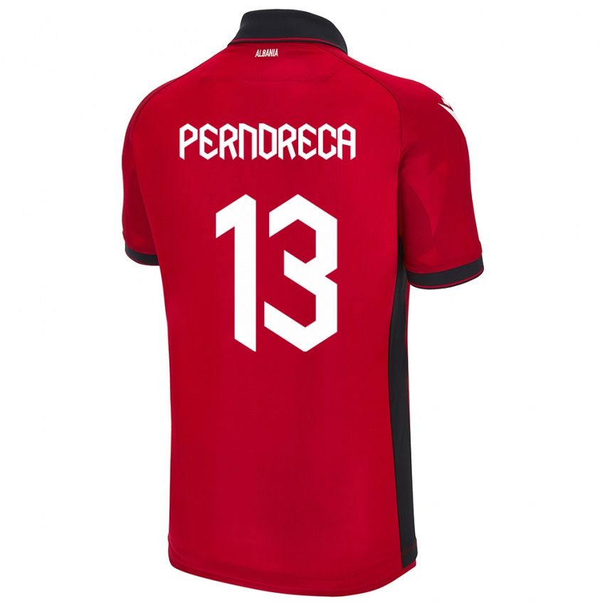 Hombre Camiseta Albania Fabjan Perndreca #13 Rojo 1ª Equipación 24-26 La Camisa Perú