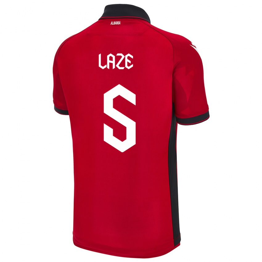 Hombre Camiseta Albania Jetmir Laze #5 Rojo 1ª Equipación 24-26 La Camisa Perú