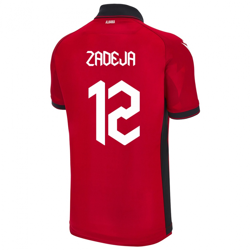 Hombre Camiseta Albania Darius Zadeja #12 Rojo 1ª Equipación 24-26 La Camisa Perú