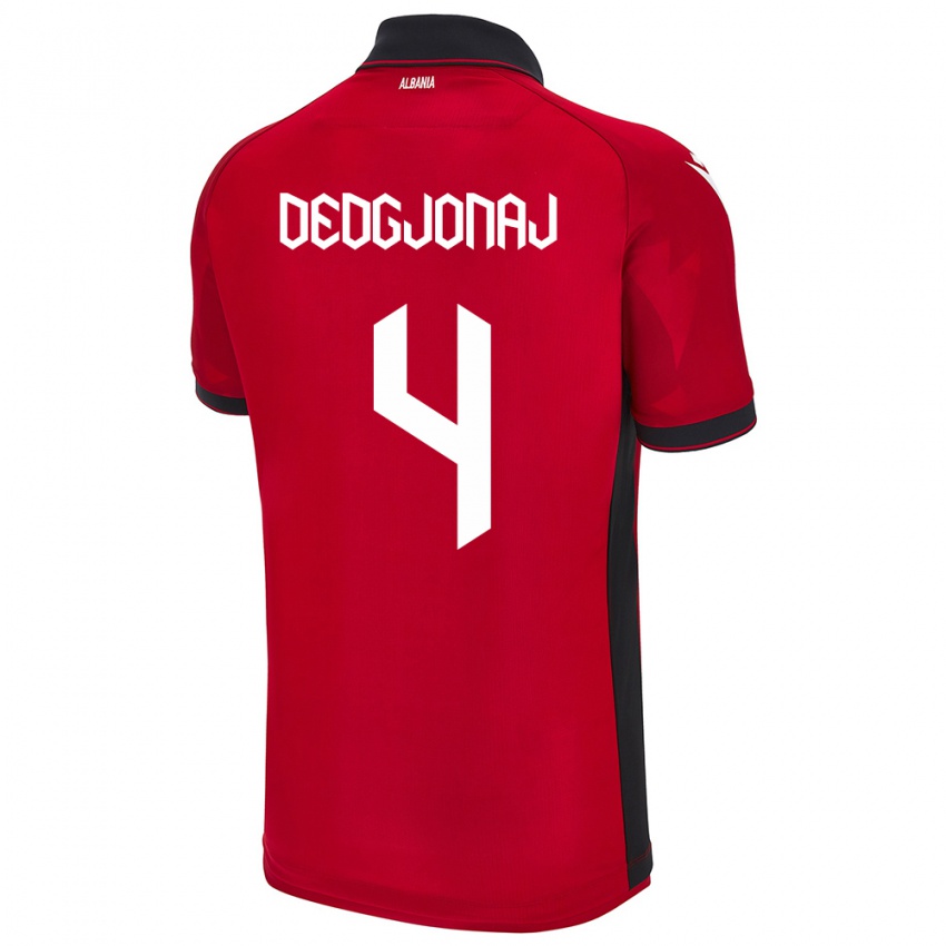 Hombre Camiseta Albania Leonora Dedgjonaj #4 Rojo 1ª Equipación 24-26 La Camisa Perú