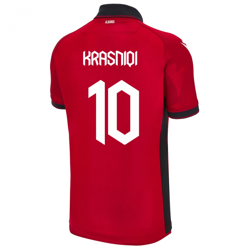 Hombre Camiseta Albania Qëndresa Krasniqi #10 Rojo 1ª Equipación 24-26 La Camisa Perú