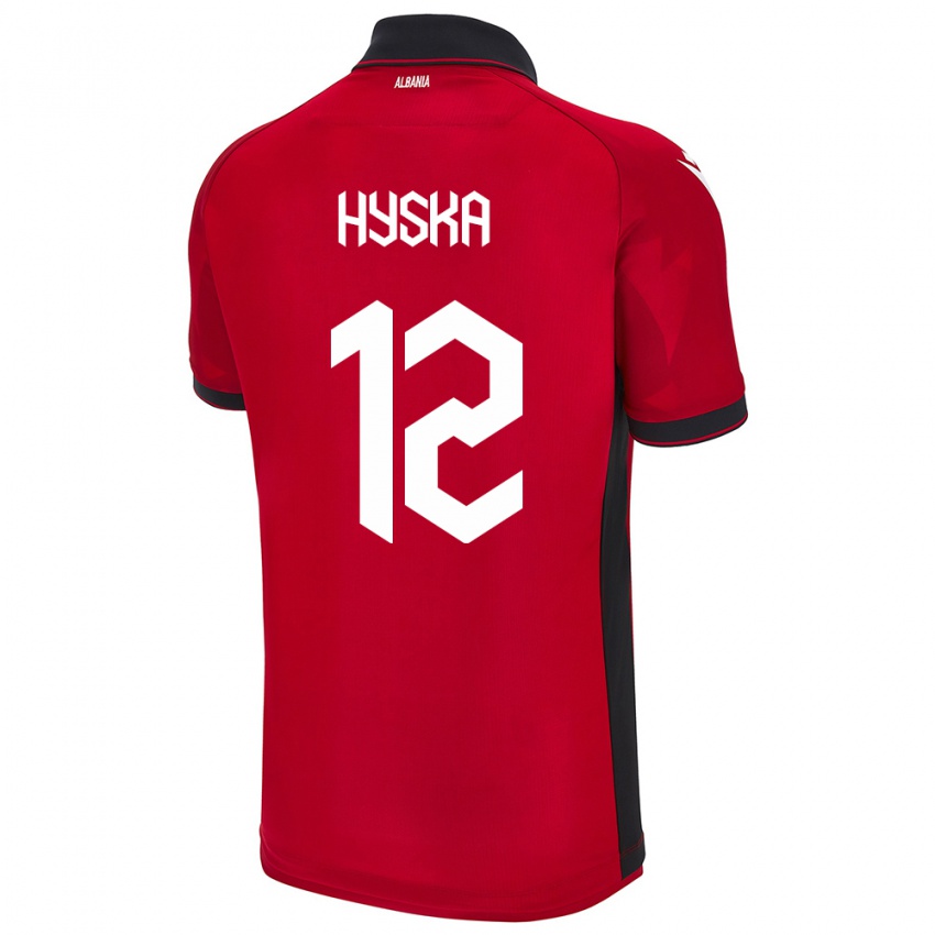 Hombre Camiseta Albania Antigona Hyska #12 Rojo 1ª Equipación 24-26 La Camisa Perú