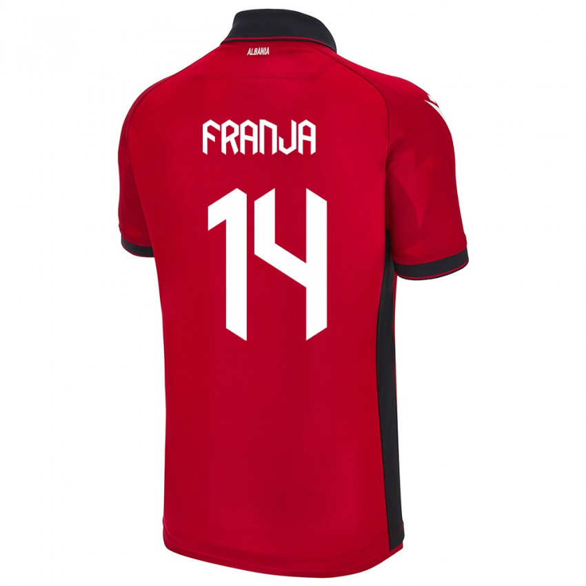 Hombre Camiseta Albania Ezmiralda Franja #14 Rojo 1ª Equipación 24-26 La Camisa Perú