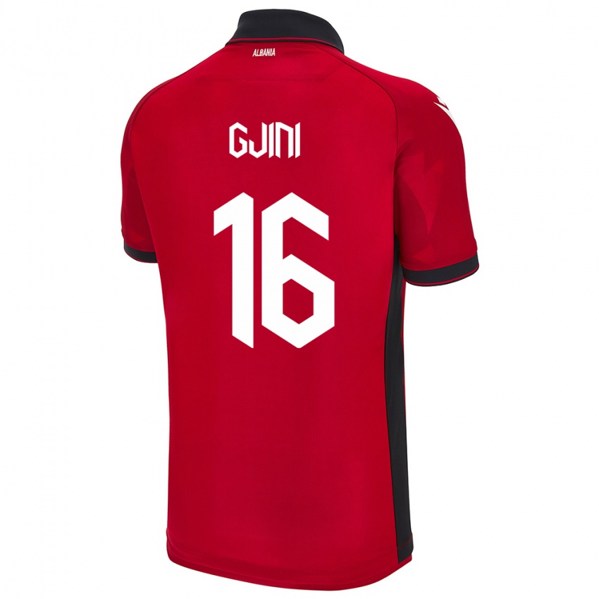 Hombre Camiseta Albania Luçije Gjini #16 Rojo 1ª Equipación 24-26 La Camisa Perú