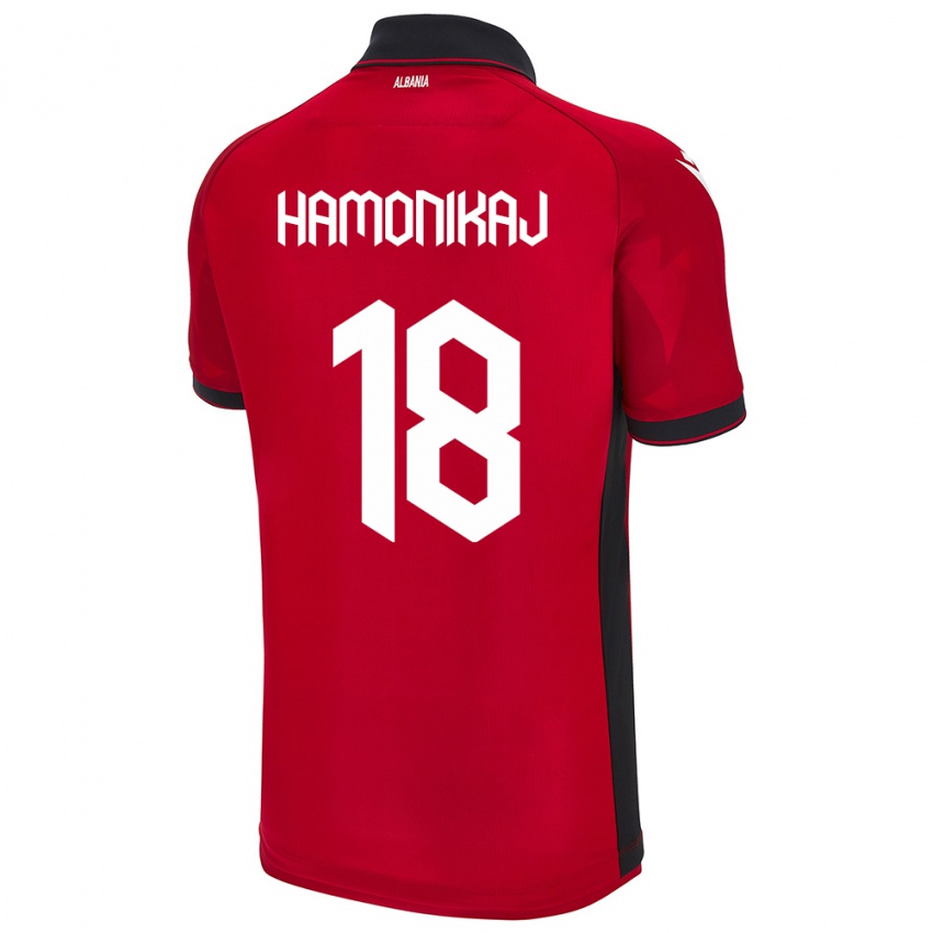 Hombre Camiseta Albania Klea Hamonikaj #18 Rojo 1ª Equipación 24-26 La Camisa Perú