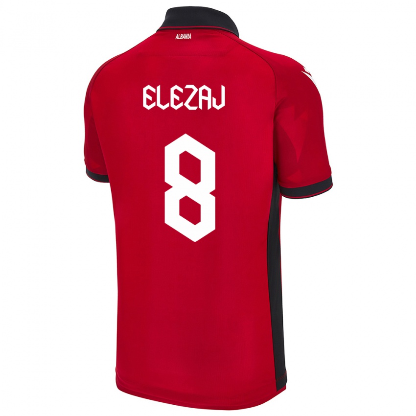 Hombre Camiseta Albania Endrina Elezaj #8 Rojo 1ª Equipación 24-26 La Camisa Perú