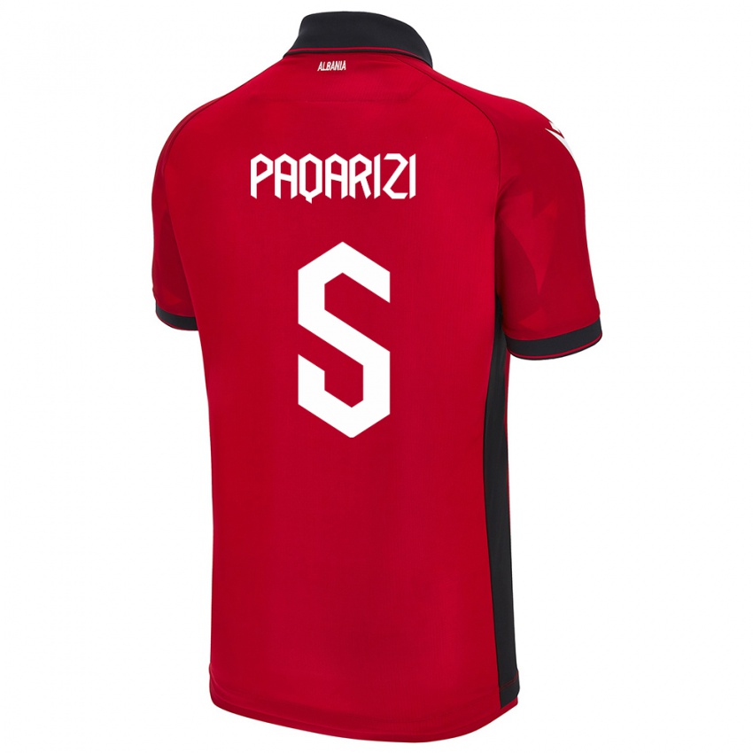 Hombre Camiseta Albania Vesa Paqarizi #5 Rojo 1ª Equipación 24-26 La Camisa Perú