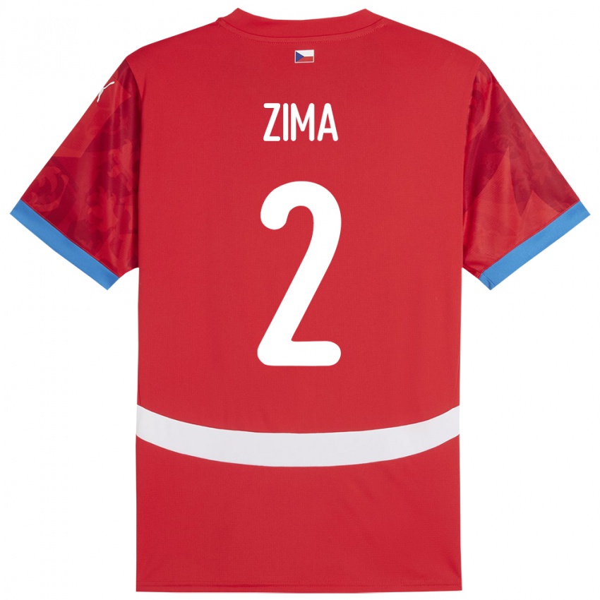 Hombre Camiseta Chequia David Zima #2 Rojo 1ª Equipación 24-26 La Camisa Perú