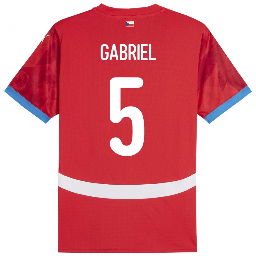 Hombre Camiseta Chequia Adam Gabriel #5 Rojo 1ª Equipación 24-26 La Camisa Perú