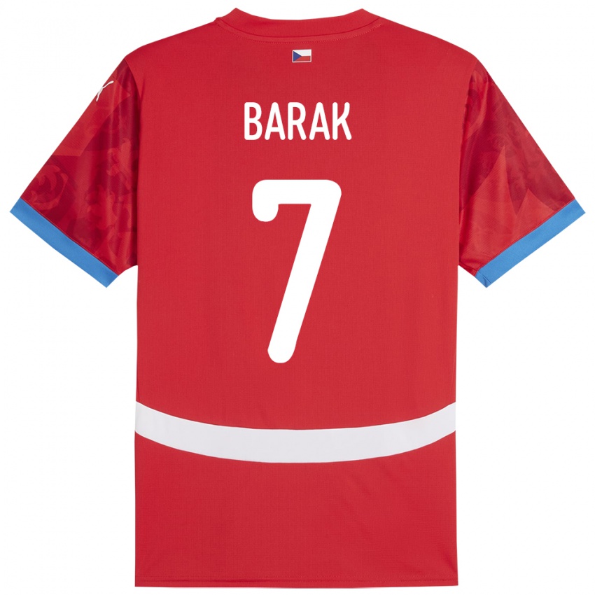 Hombre Camiseta Chequia Antonín Barák #7 Rojo 1ª Equipación 24-26 La Camisa Perú