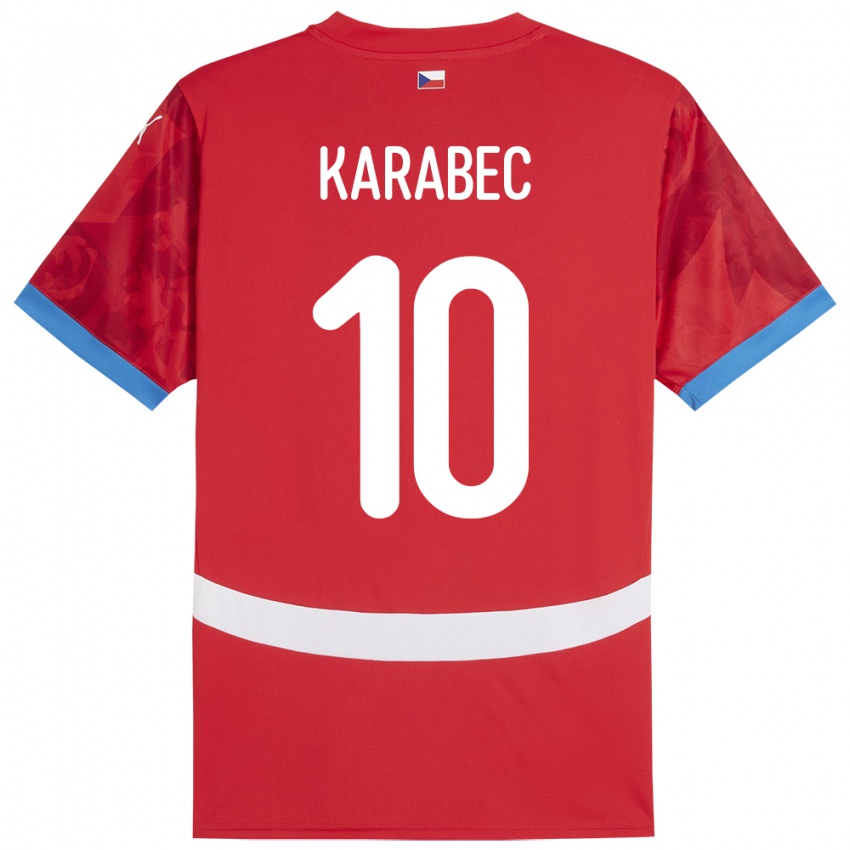 Hombre Camiseta Chequia Adam Karabec #10 Rojo 1ª Equipación 24-26 La Camisa Perú