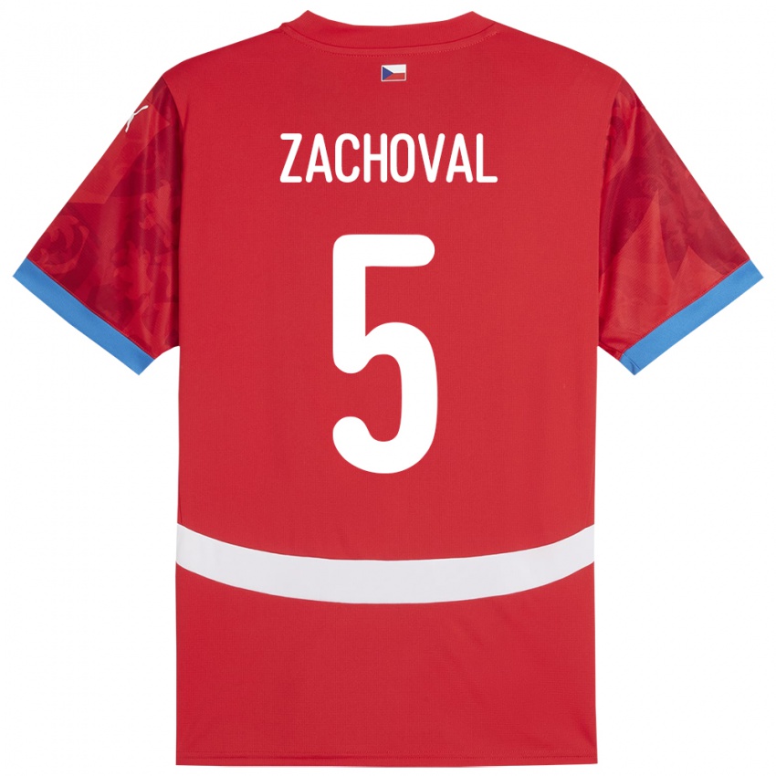 Hombre Camiseta Chequia Matej Zachoval #5 Rojo 1ª Equipación 24-26 La Camisa Perú