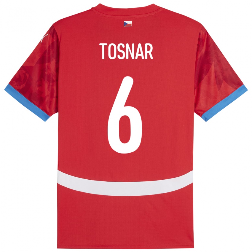 Hombre Camiseta Chequia Jakub Tosnar #6 Rojo 1ª Equipación 24-26 La Camisa Perú