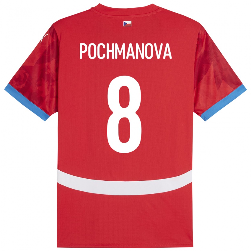 Hombre Camiseta Chequia Aneta Pochmanová #8 Rojo 1ª Equipación 24-26 La Camisa Perú