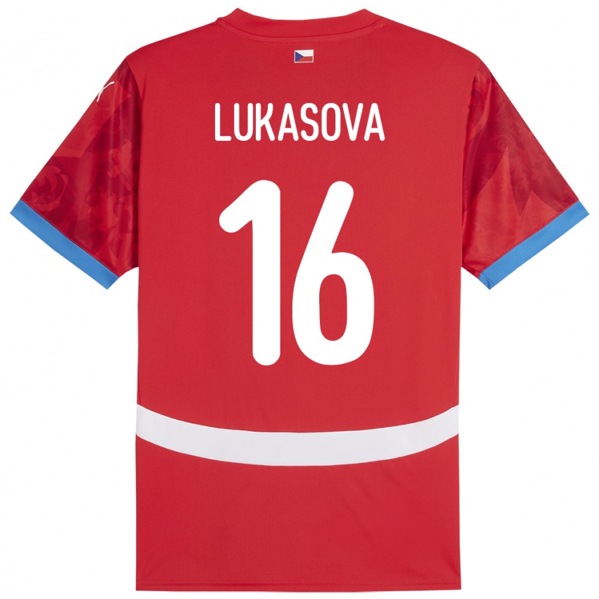 Hombre Camiseta Chequia Olivie Lukášová #16 Rojo 1ª Equipación 24-26 La Camisa Perú