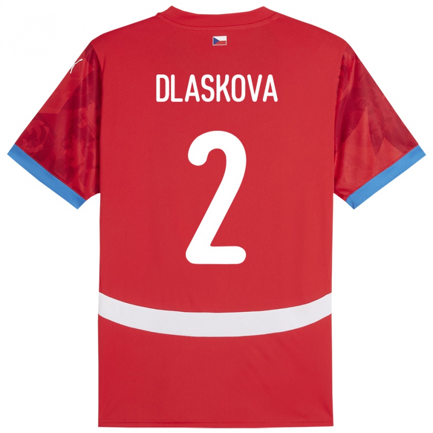 Hombre Camiseta Chequia Anna Dlasková #2 Rojo 1ª Equipación 24-26 La Camisa Perú