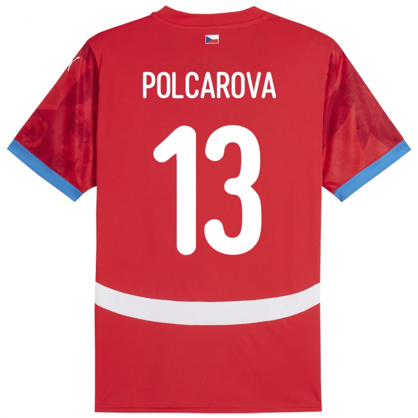 Hombre Camiseta Chequia Barbora Polcarová #13 Rojo 1ª Equipación 24-26 La Camisa Perú