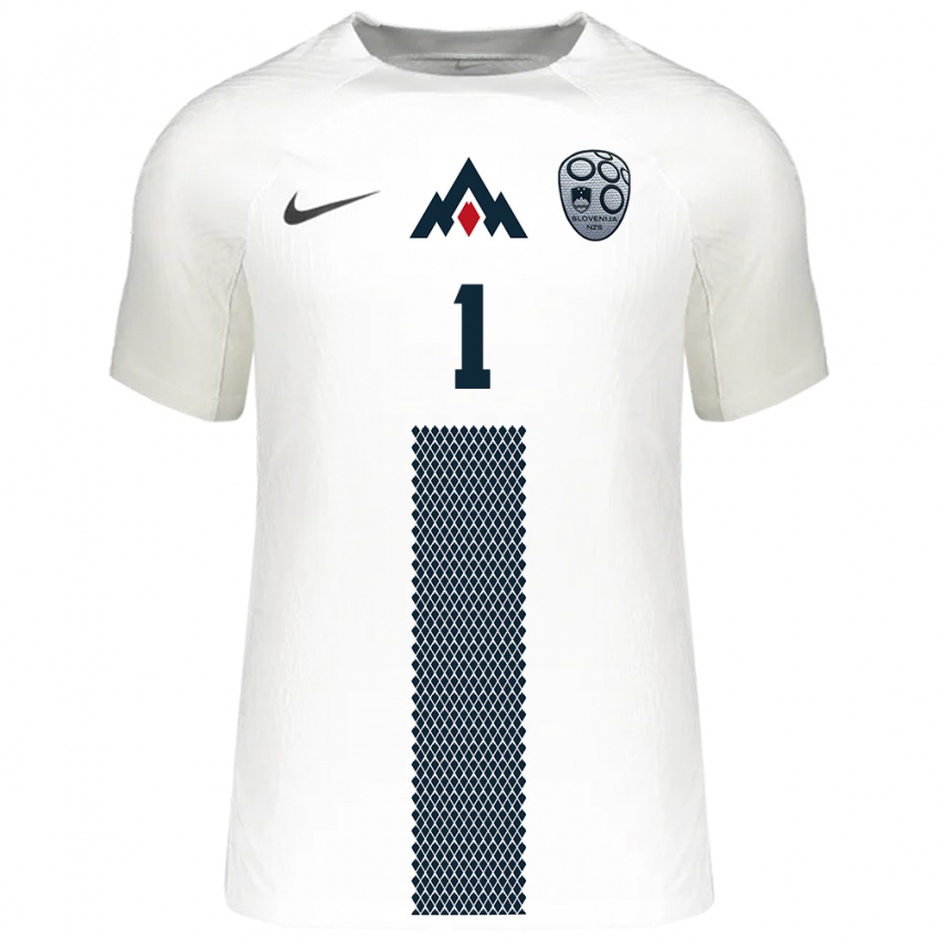 Hombre Camiseta Eslovenia Jan Oblak #1 Blanco 1ª Equipación 24-26 La Camisa Perú