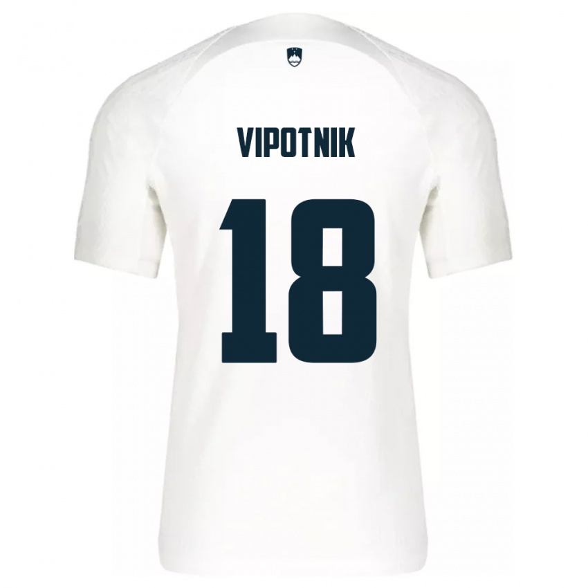 Hombre Camiseta Eslovenia Zan Vipotnik #18 Blanco 1ª Equipación 24-26 La Camisa Perú