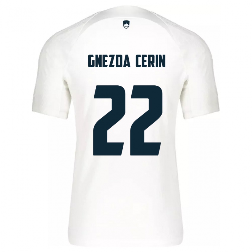 Hombre Camiseta Eslovenia Adam Gnezda Cerin #22 Blanco 1ª Equipación 24-26 La Camisa Perú