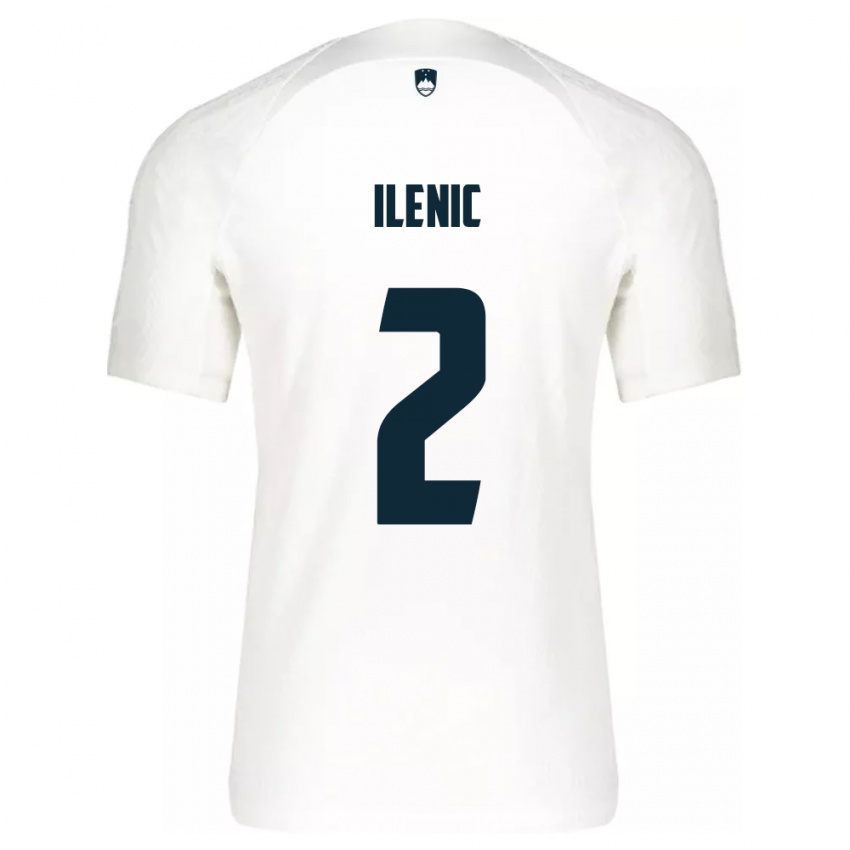 Hombre Camiseta Eslovenia Mitja Ilenic #2 Blanco 1ª Equipación 24-26 La Camisa Perú