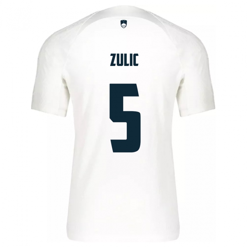 Hombre Camiseta Eslovenia Anel Zulic #5 Blanco 1ª Equipación 24-26 La Camisa Perú